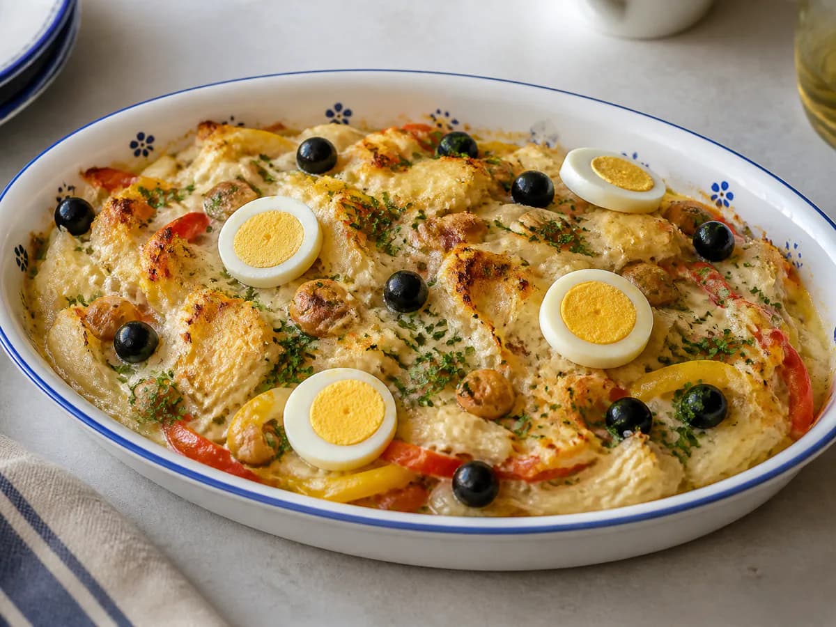 Bacalhau Natalício com Pimentos e Castanhas