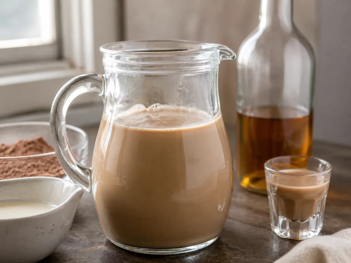 Preparação de Baileys Caseiro Delicioso durante a confeção