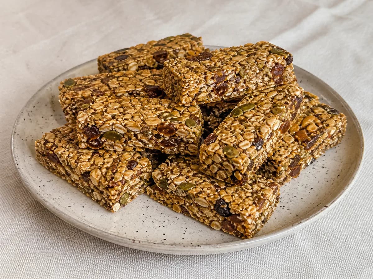 Barrinhas de Cereais e Sementes com Passas e Tâmaras