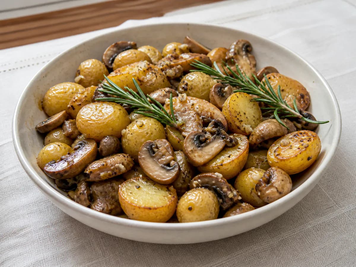 Batatas e Cogumelos Salteados com Alecrim