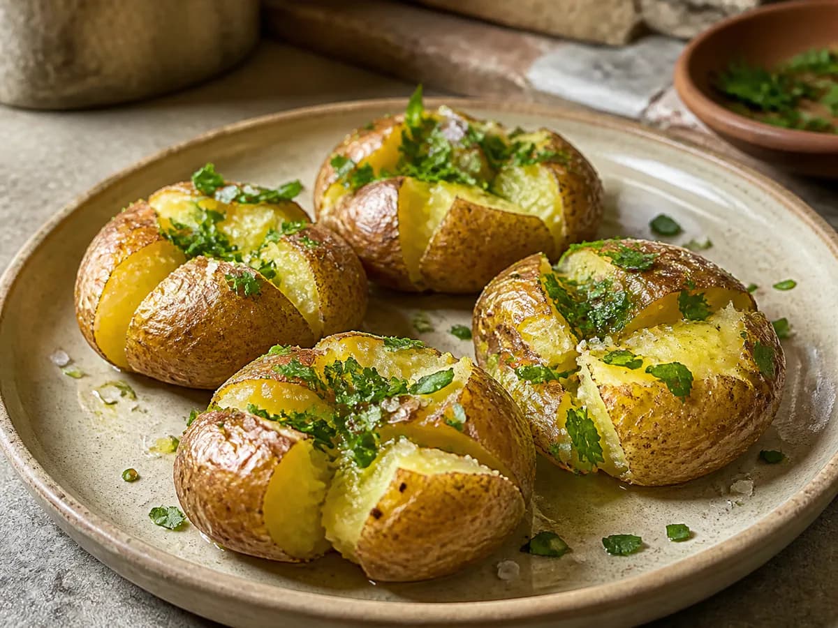 Batatas Murro Assadas no Micro-ondas