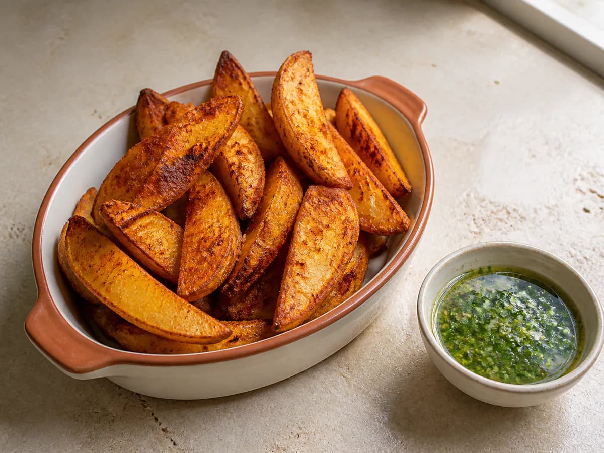 Batatas Wedge Com Molho De Salsa