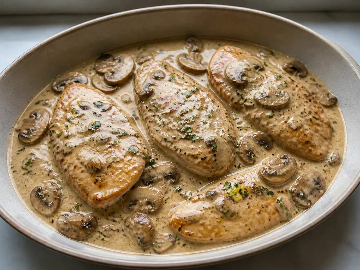 Bifinhos de Frango em Molho de Cogumelos
