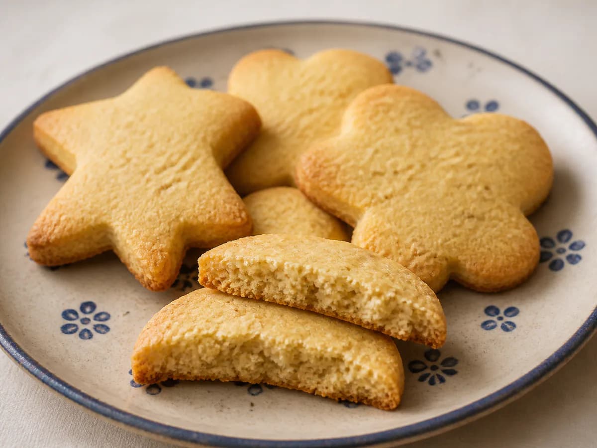 Pormenor de uma porção de Biscoitos de Amêndoa e Limão