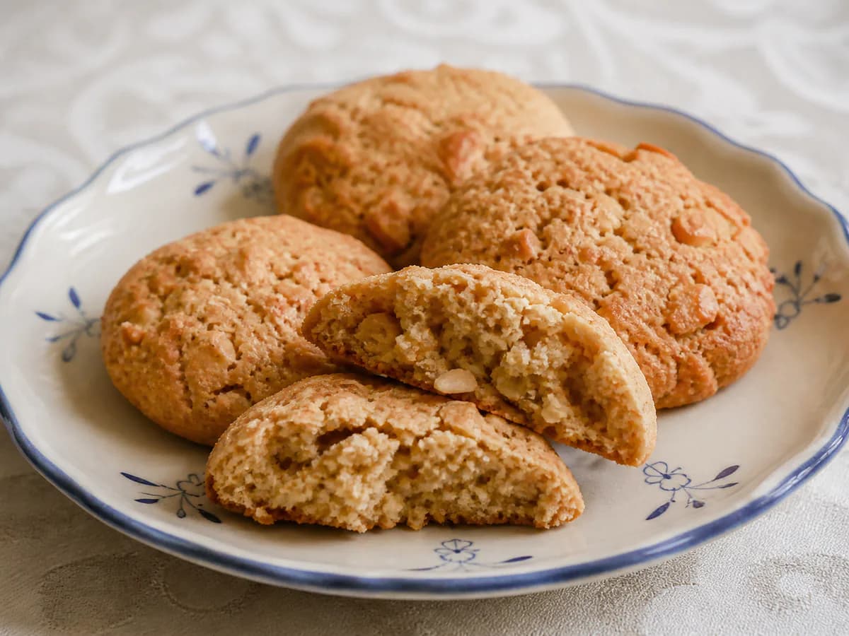 Pormenor de uma porção de Biscoitos de Amendoim