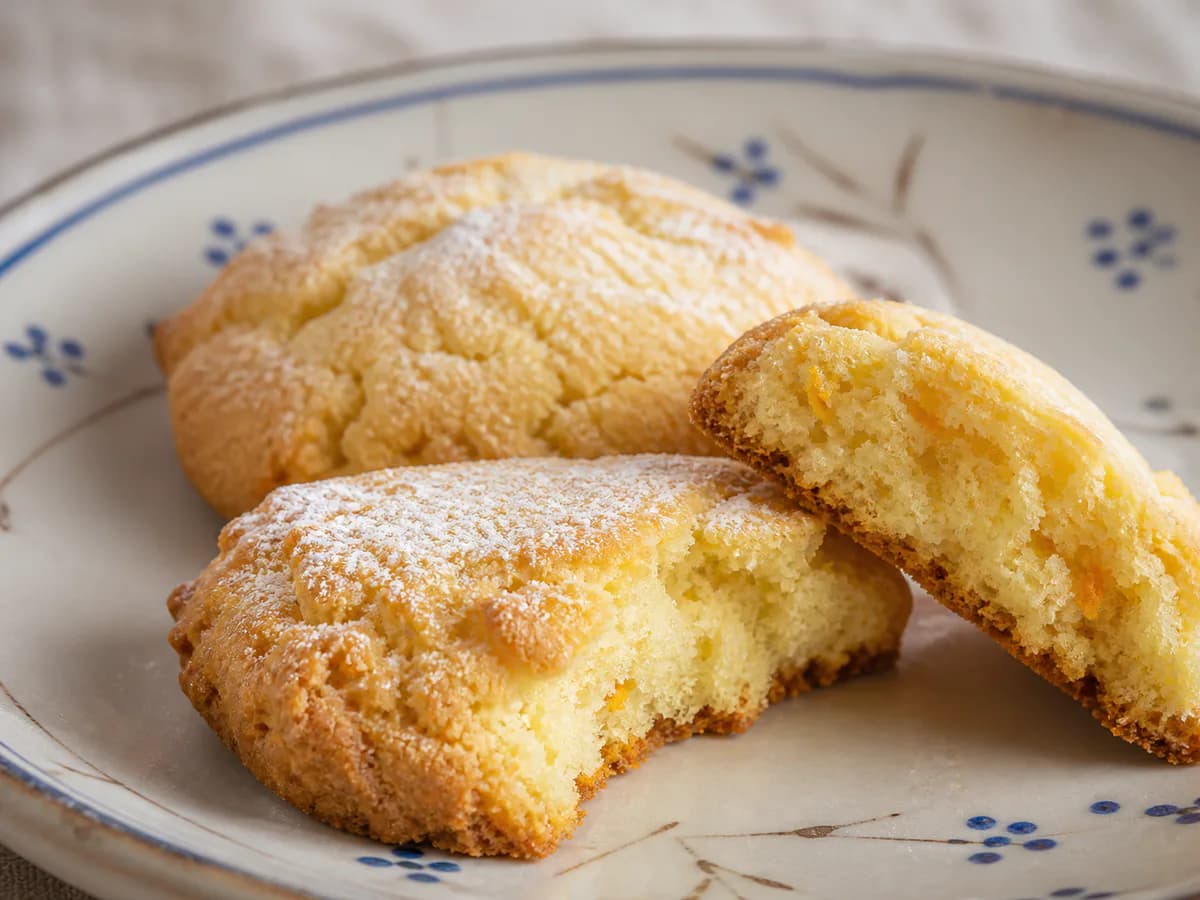 Pormenor de uma porção de Biscoitos de Laranja