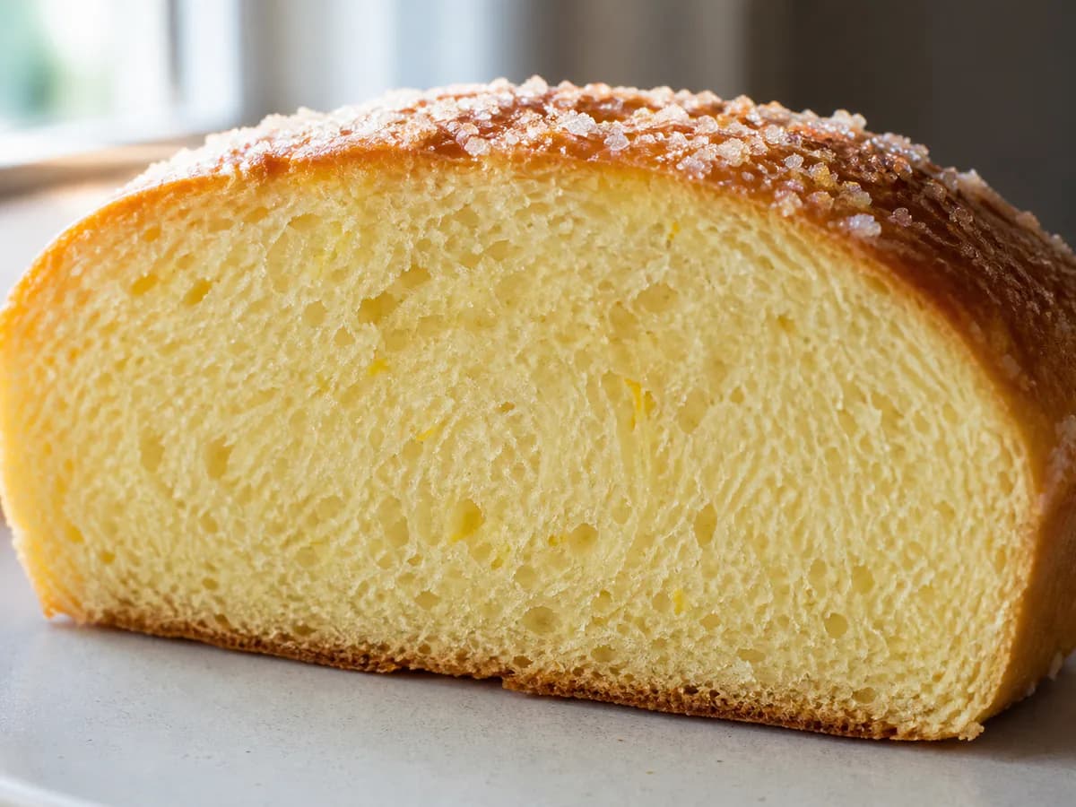 Pormenor de uma porção de Bola Doce Mirandesa - Uma Iguaria de Páscoa