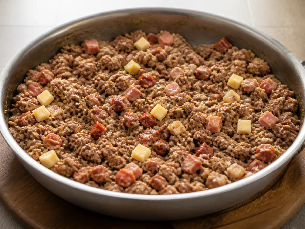 Preparação de Bola Rápida de Carnes durante a confeção