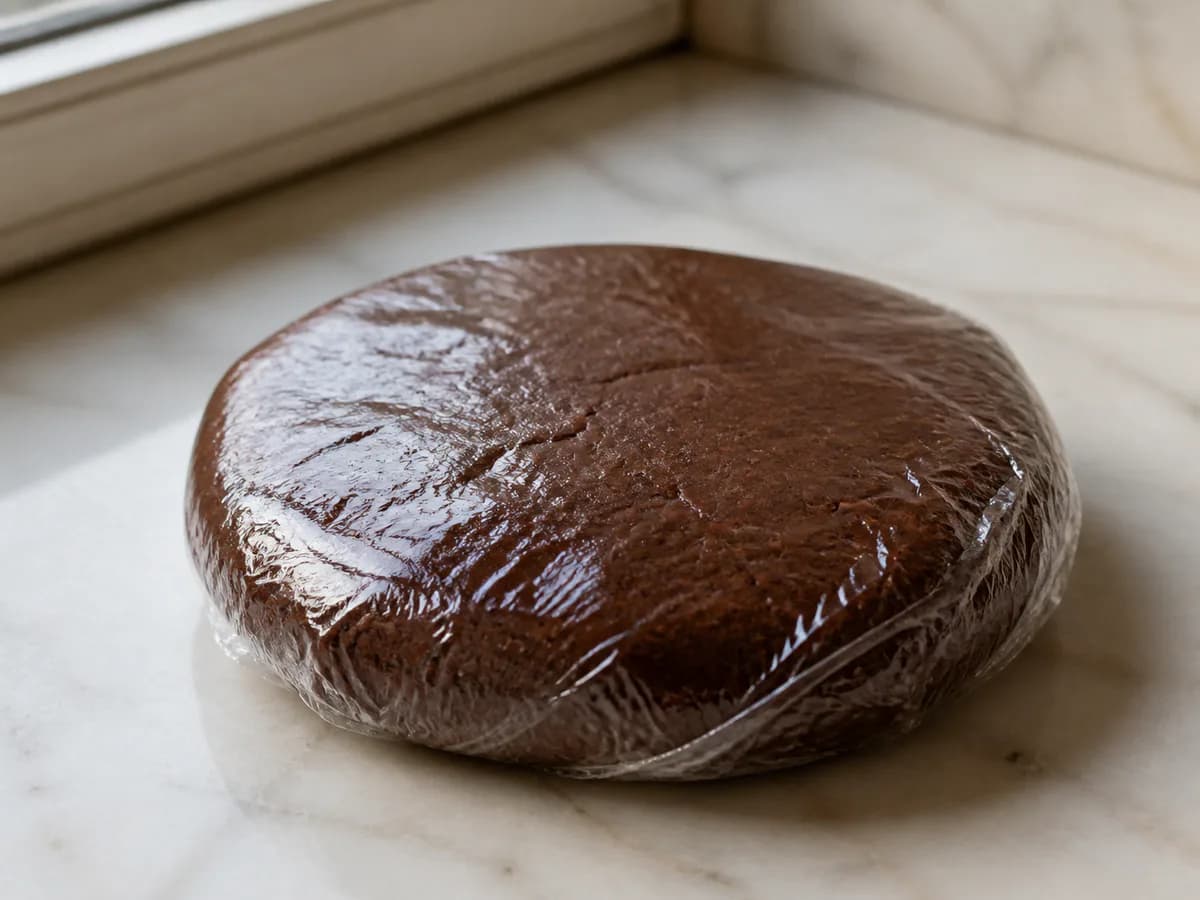 Preparação de Bolachas de Chocolate e Cardamomo durante a confeção