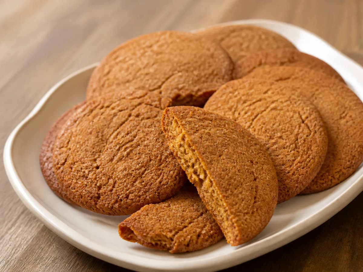 Pormenor de uma porção de Bolachas de Gengibre e Canela