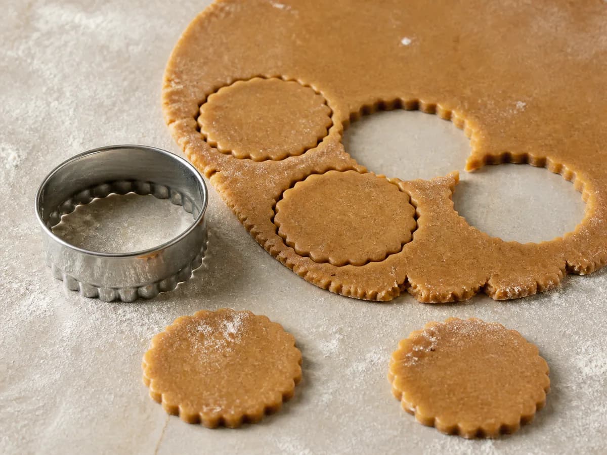 Preparação de Bolachas de Mel e Flor de Sal durante a confeção