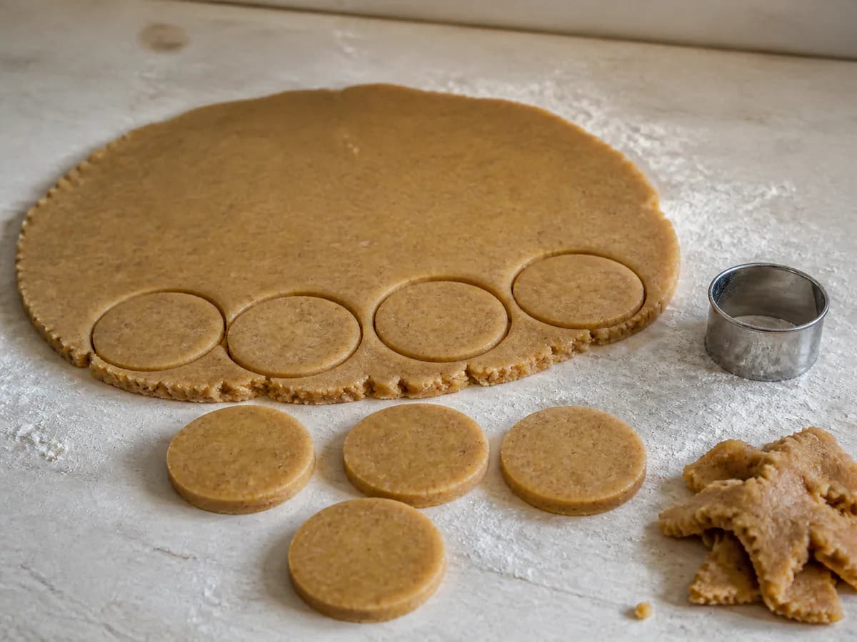 Preparação de Bolachinhas Amanteigadas de Gengibre com Marmelada durante a confeção