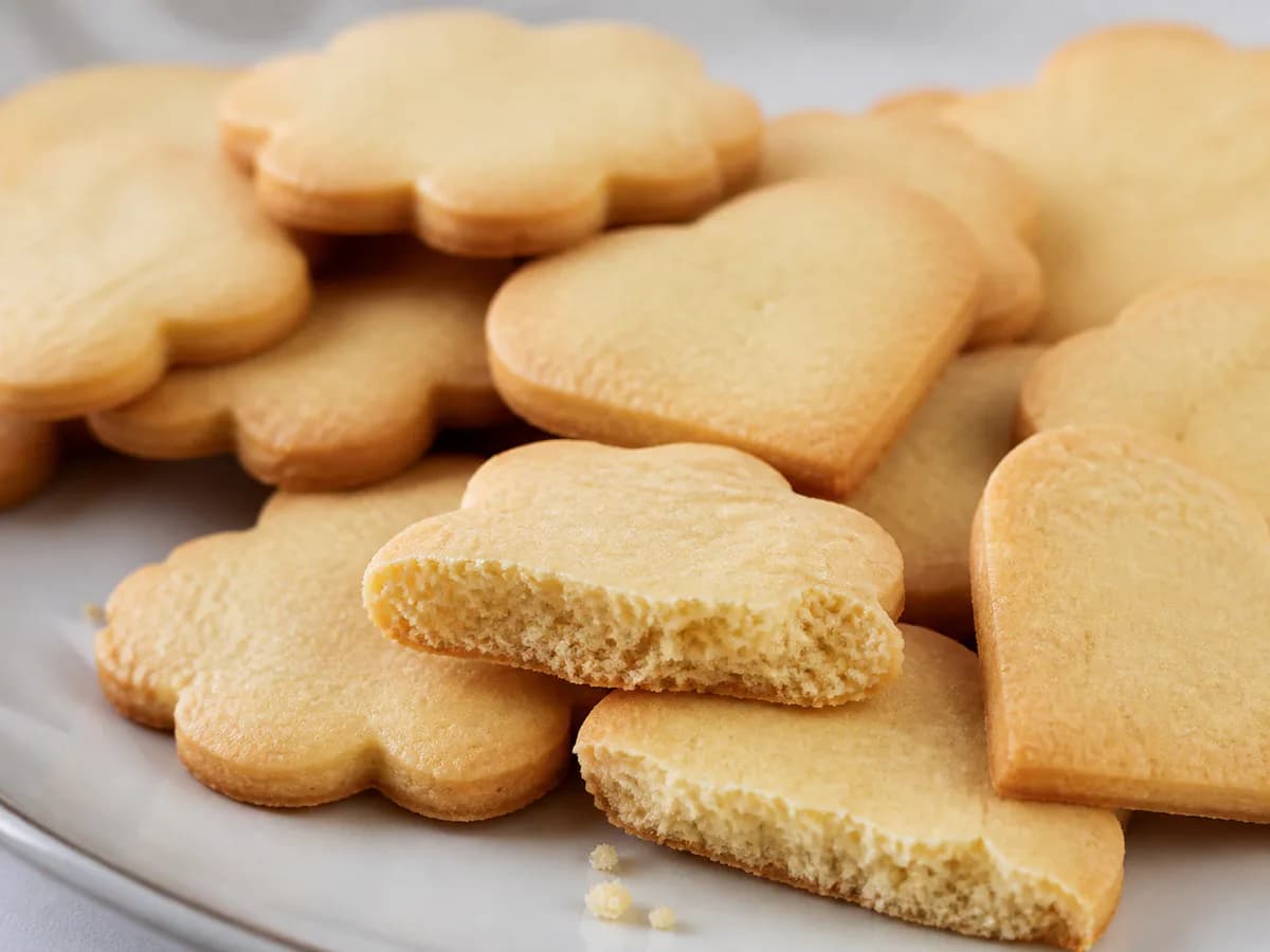 Pormenor de uma porção de Bolachinhas de Manteiga