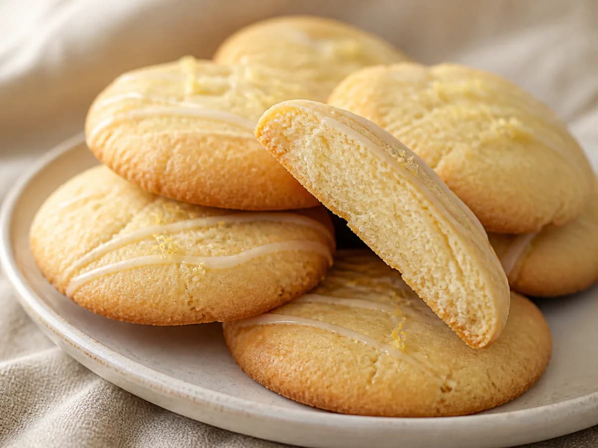 Pormenor de uma porção de Bolachinhas Deliciosas de Manteiga e Limão
