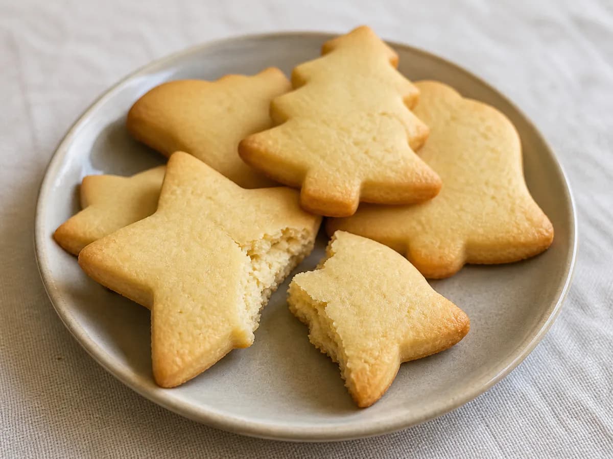 Pormenor de uma porção de Bolachinhas Para Acompanhar O Seu Chá de Natal
