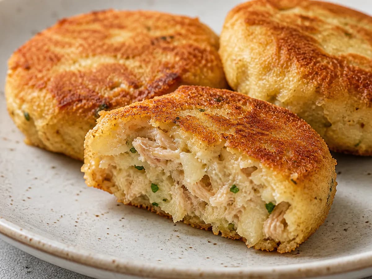 Pormenor de uma porção de Bolinhos de Atum