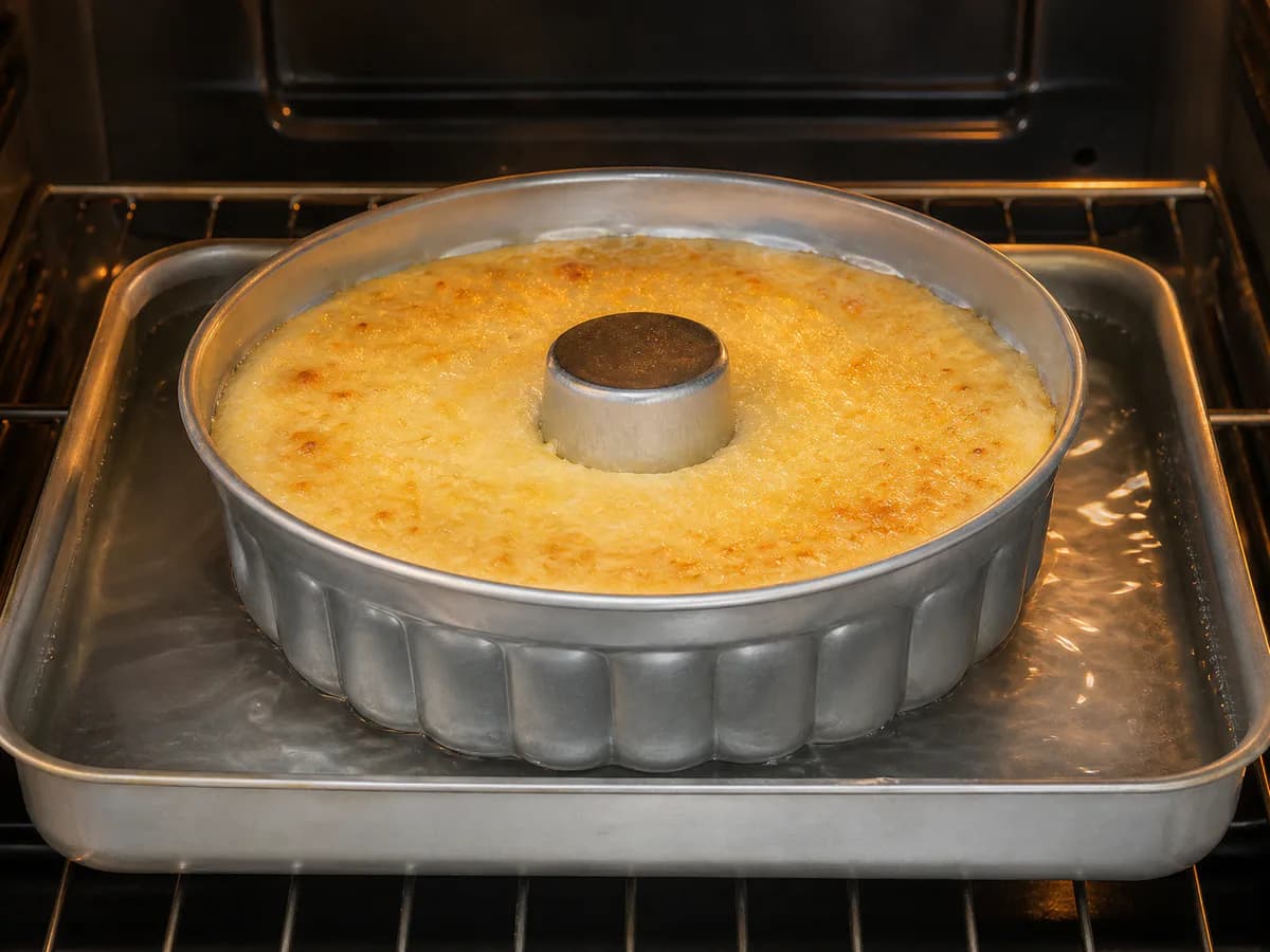 Preparação de Bolinhos de Coco de Três Camadas Fáceis e Deliciosos durante a confeção
