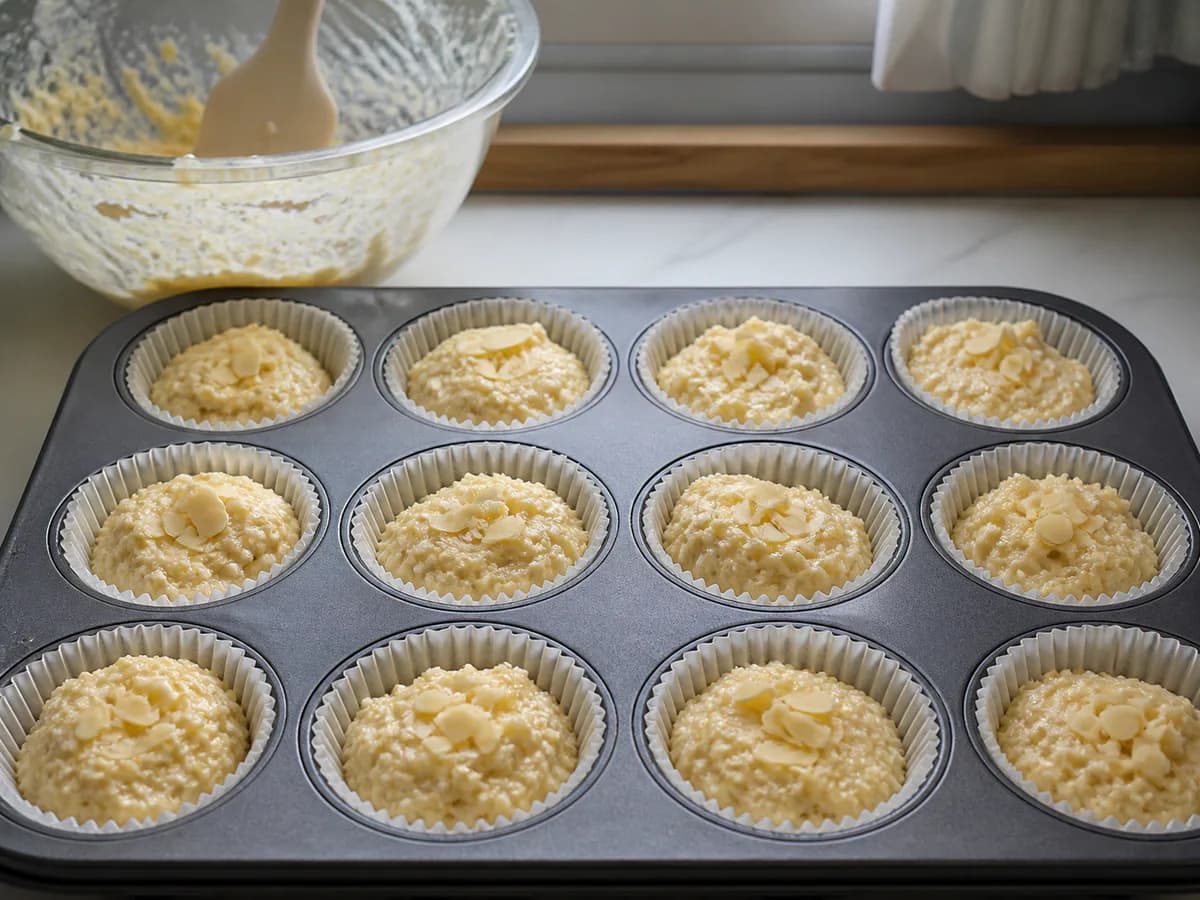 Preparação de Bolinhos de Coco e Amêndoa durante a confeção