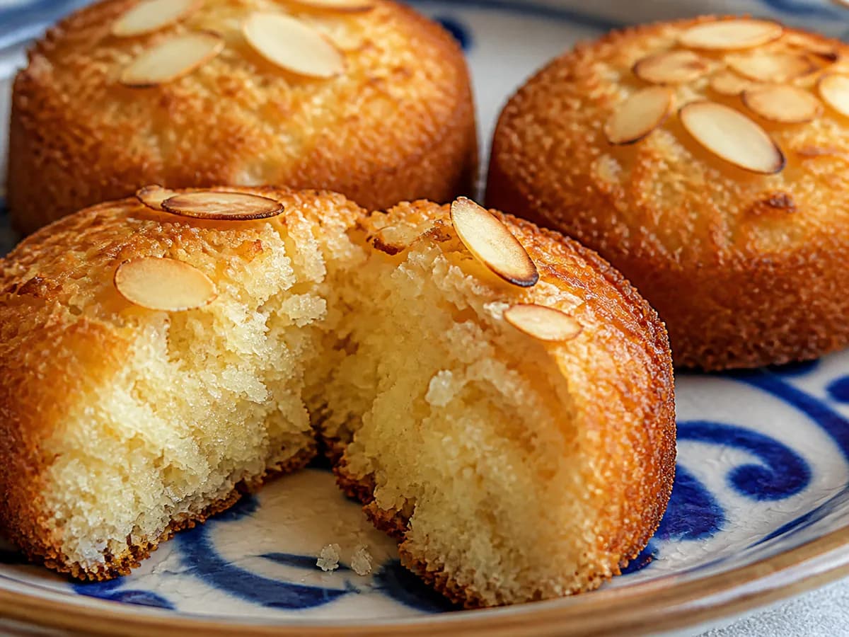 Pormenor de uma porção de Bolinhos de Coco e Amêndoa