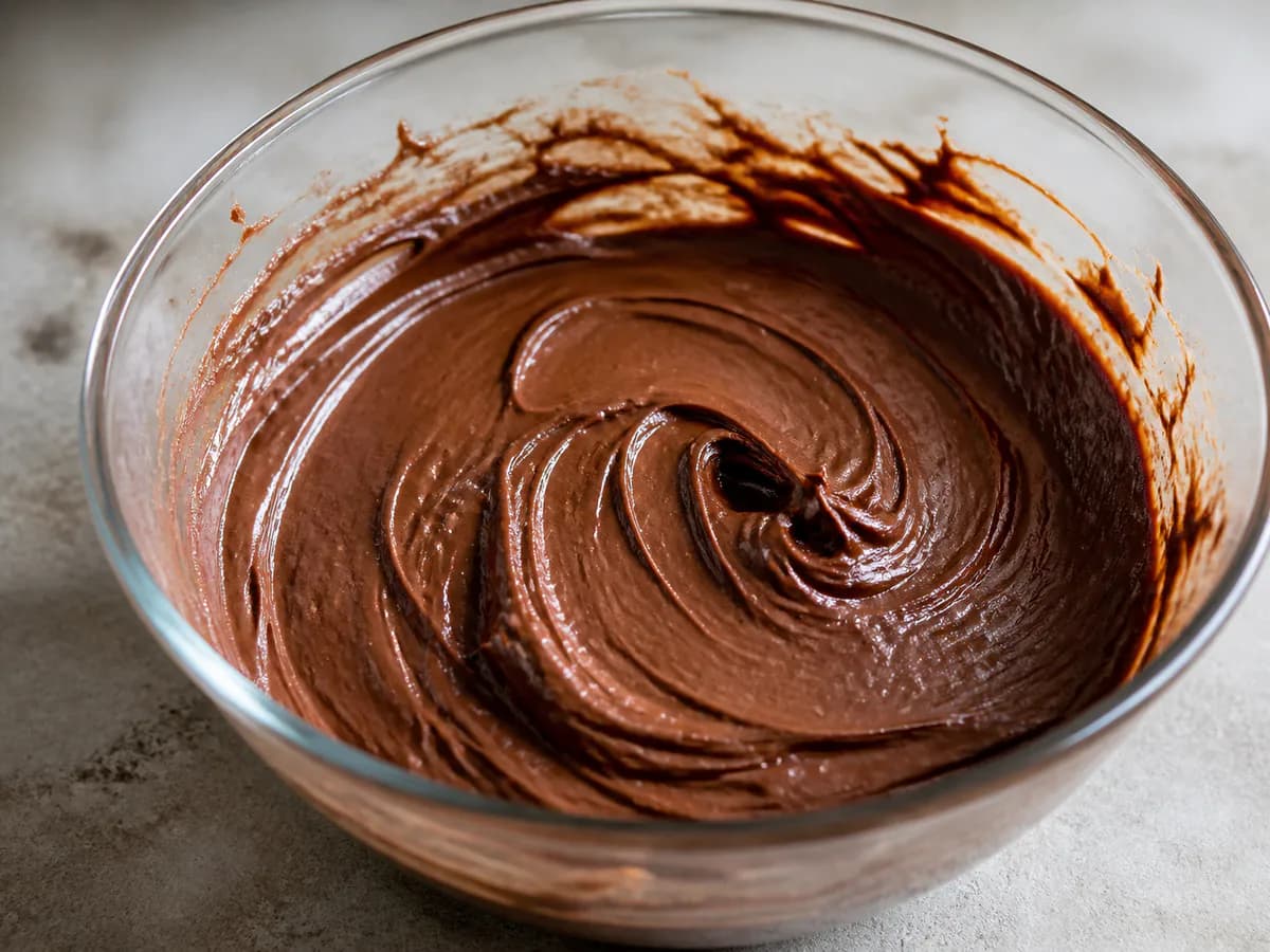 Preparação de Bolo Bolacha com Creme de Chocolate durante a confeção