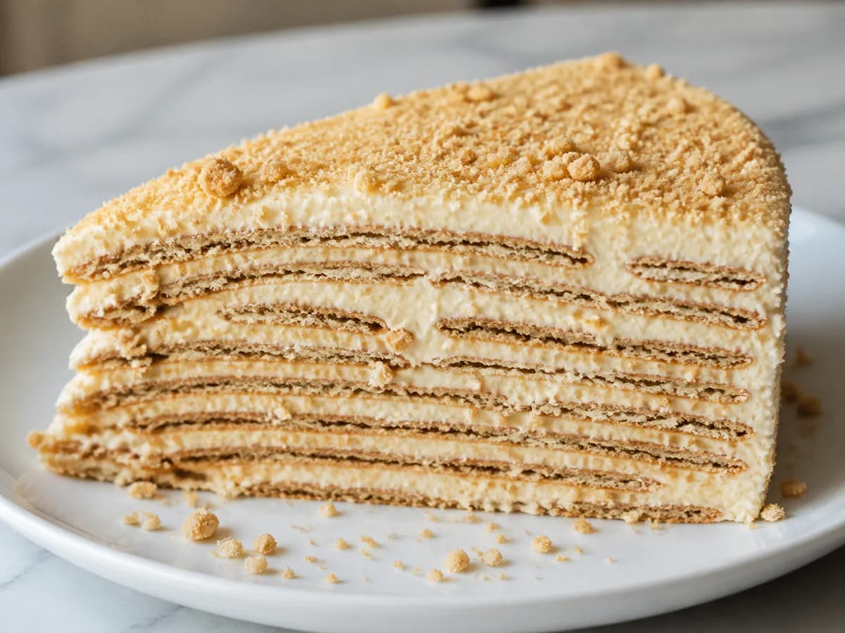Bolo de Bolacha com Creme de Gemas e Leite Condensado