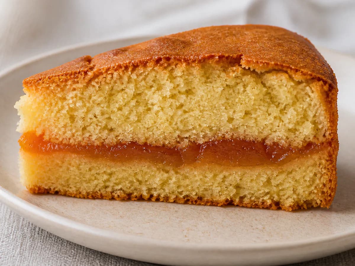 Pormenor de uma porção de Bolo de Amêndoa com Recheio de Gila