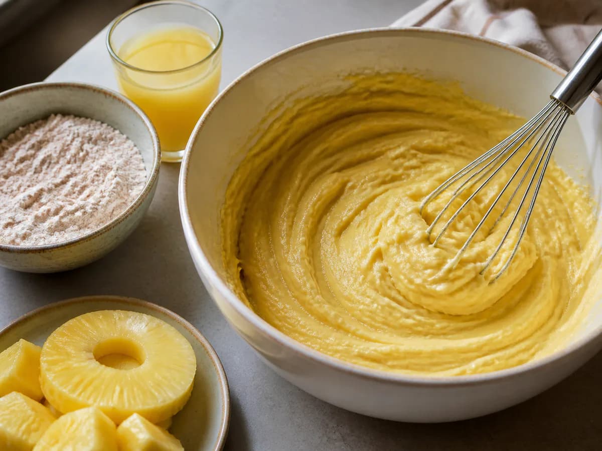 Preparação de Bolo de Ananás à Moda de São Miguel durante a confeção