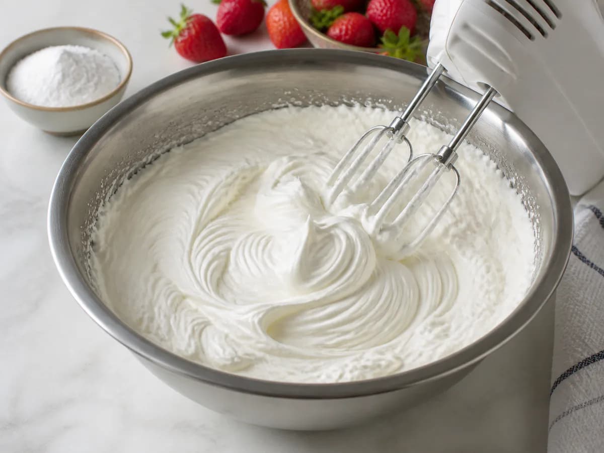 Preparação de Bolo de Aniversário de Morangos e Chantilly durante a confeção