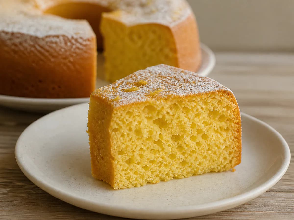 Pormenor de uma porção de Bolo de Aniversário de Ovos - Um Clássico Português