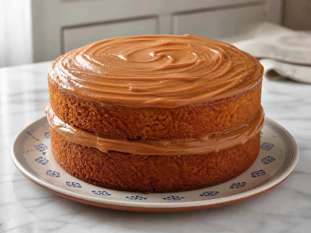 Bolo de Baunilha com Recheio Cremoso de Doce de Leite