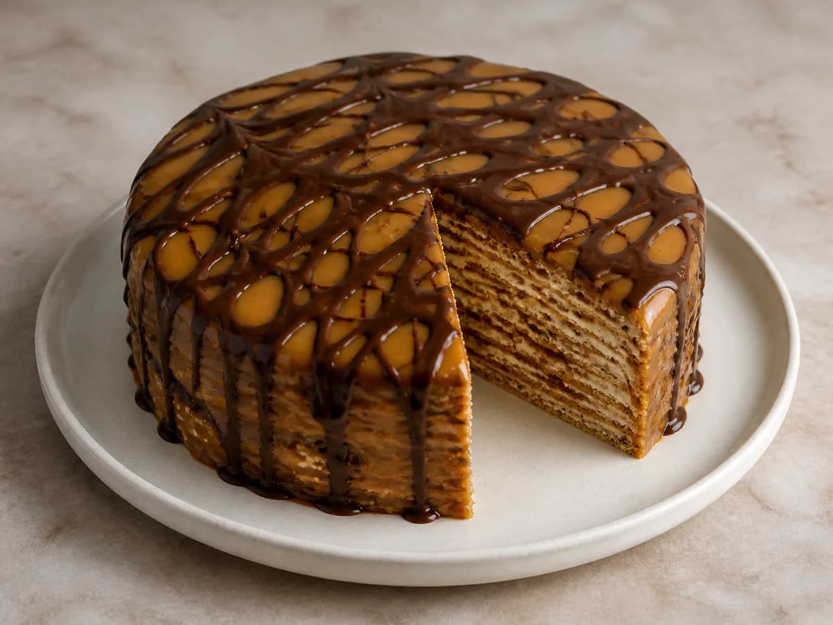 Bolo de Bolacha com Cobertura de Caramelo