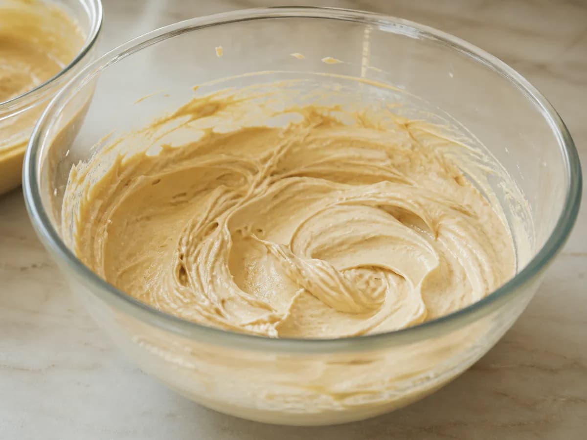 Preparação de Bolo de Bolacha com Creme de Café durante a confeção