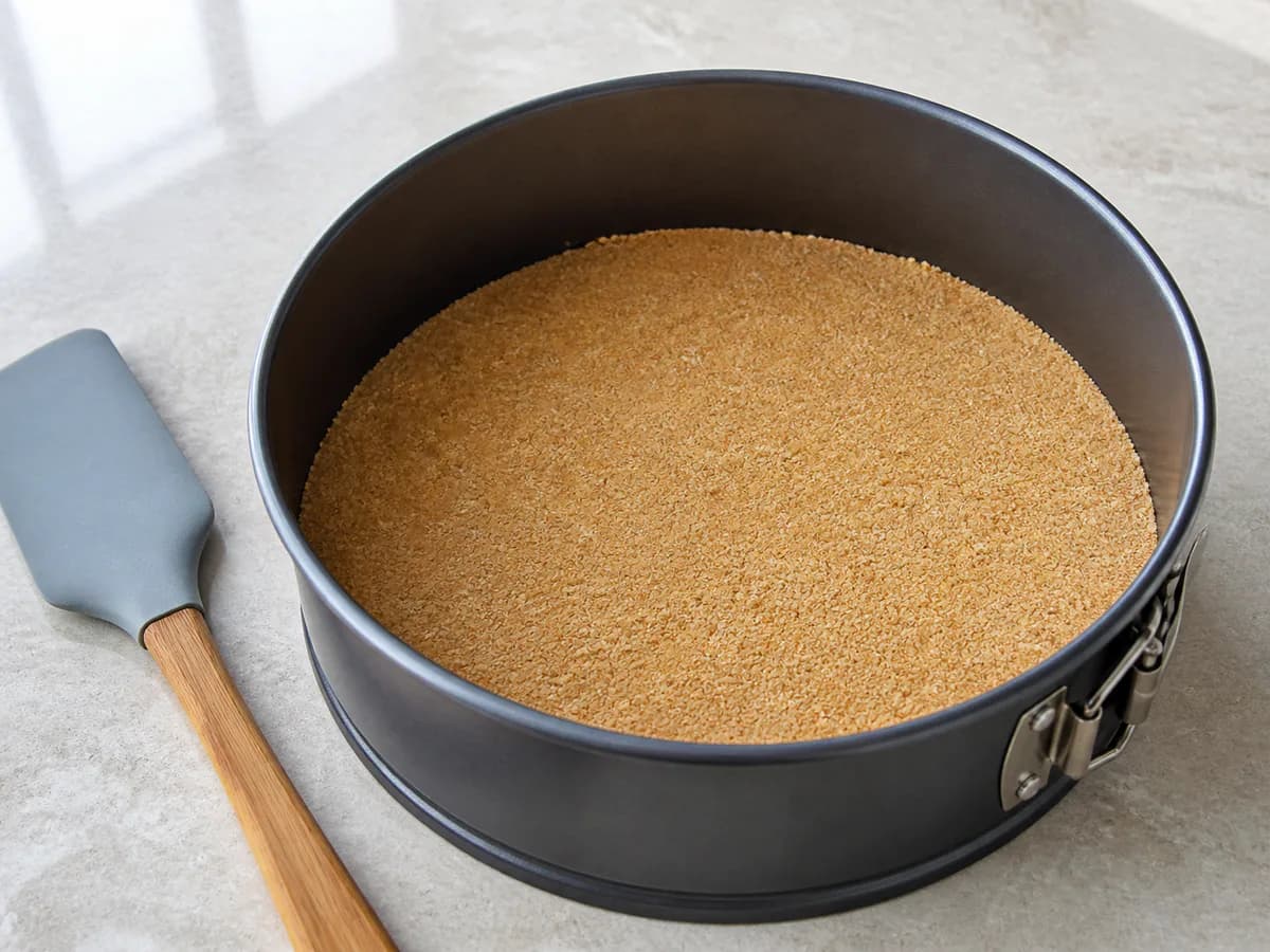 Preparação de Bolo de Bolacha Cremoso de Baunilha e Chocolate durante a confeção
