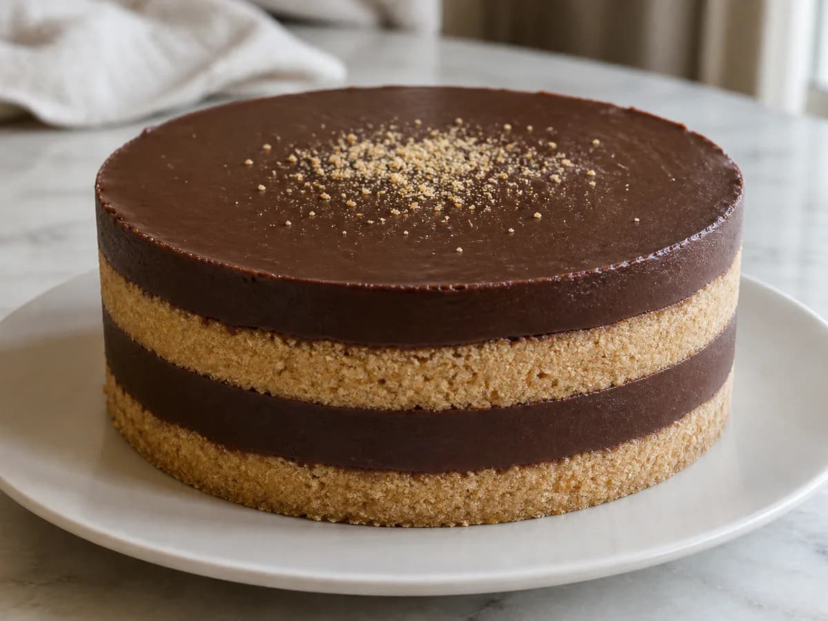 Bolo de Bolacha Cremoso de Baunilha e Chocolate