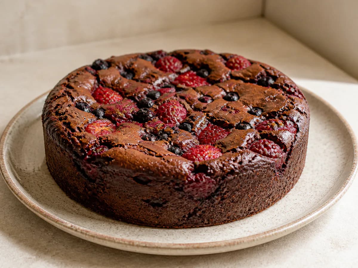 Bolo de Brownie e Frutos Vermelhos - Um Bolo Bem Descomplicado
