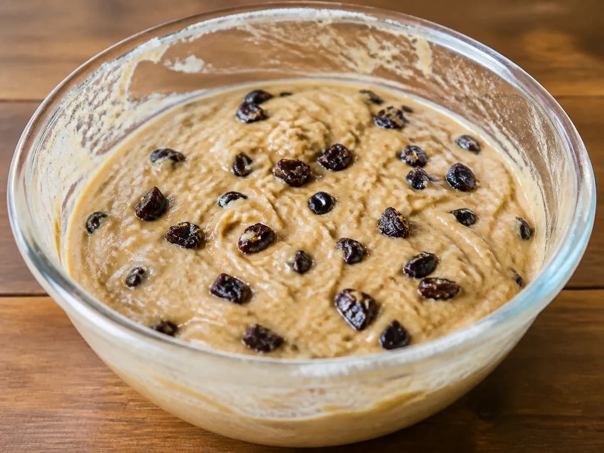 Preparação de Bolo de Canela e Ameixa durante a confeção