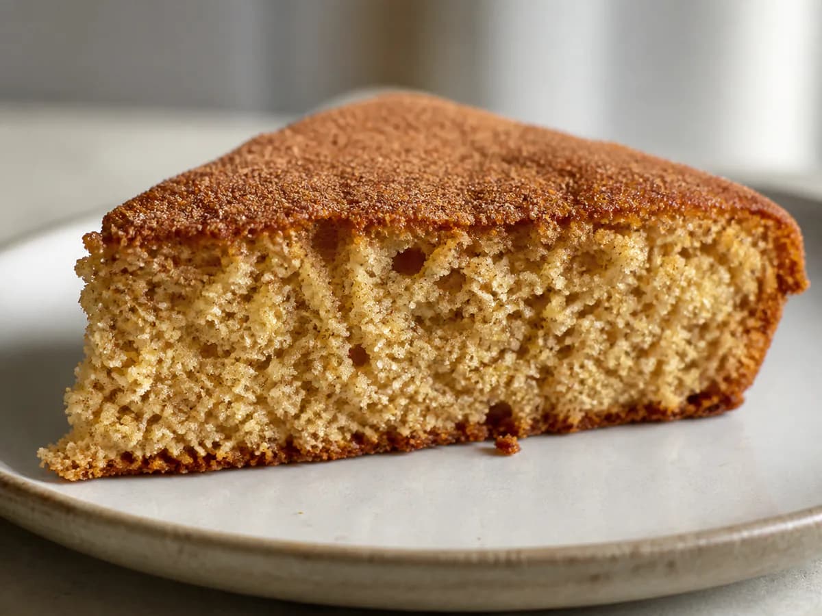 Pormenor de uma porção de Bolo de Canela Fofinho
