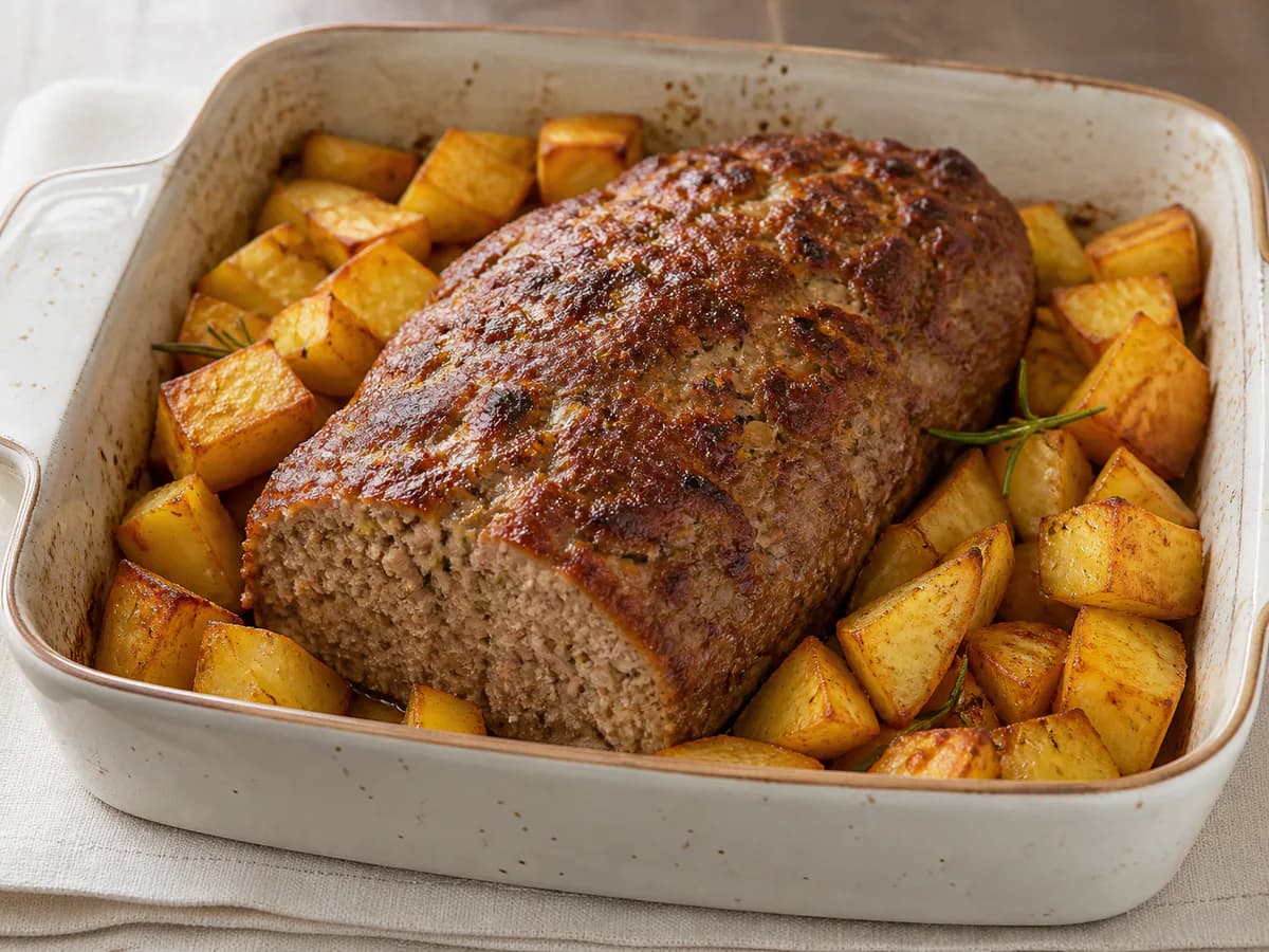 Bolo de Carnes Assado com Batatas
