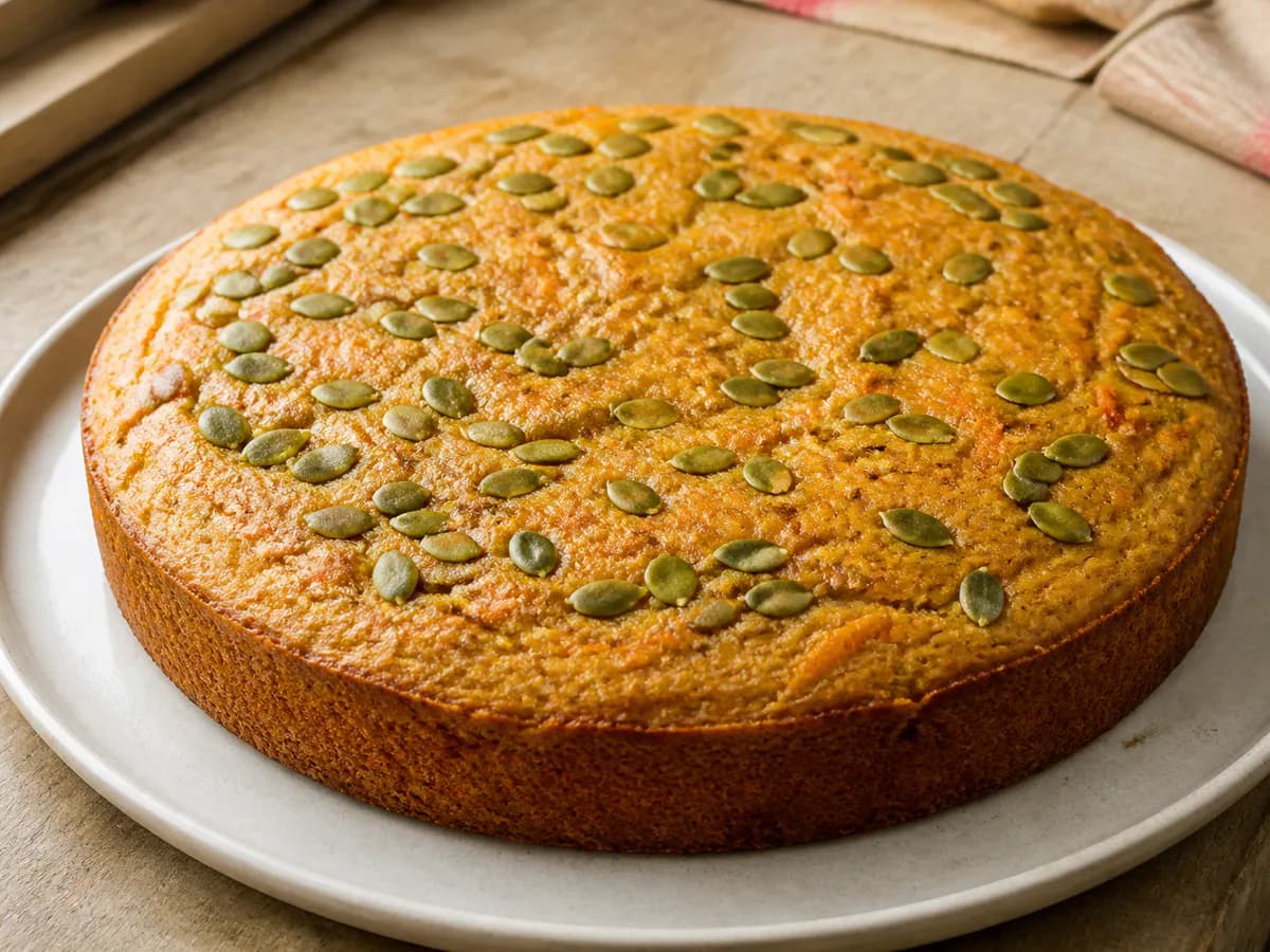 Bolo de Cenoura com Sementes de Abóbora