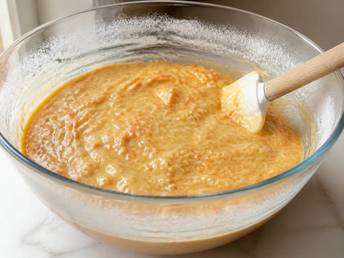 Preparação de Bolo de Cenoura e Leite Cremoso durante a confeção