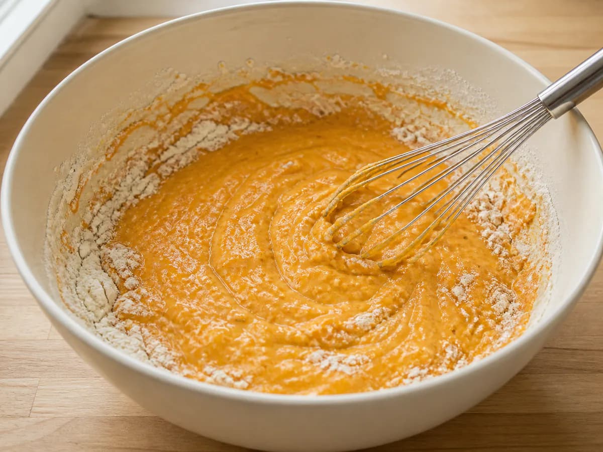Preparação de Bolo de Cenoura Receita Super Fácil durante a confeção