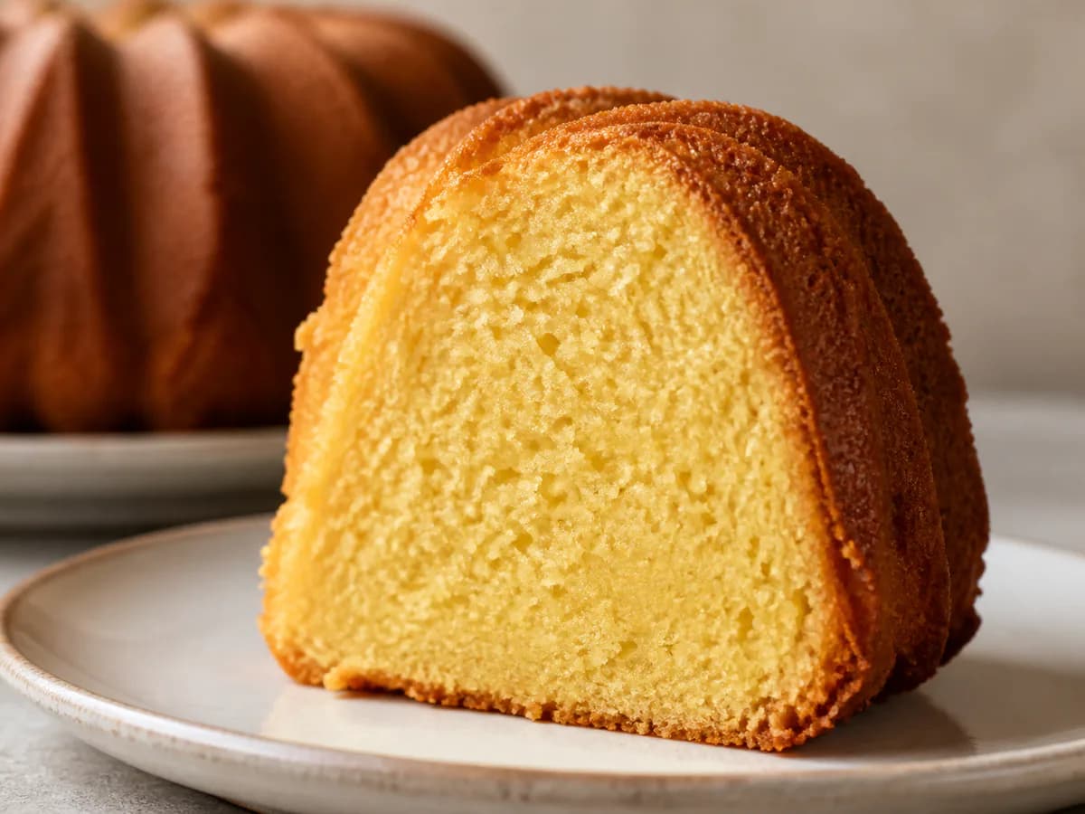 Pormenor de uma porção de Bolo de Cerveja Rústico