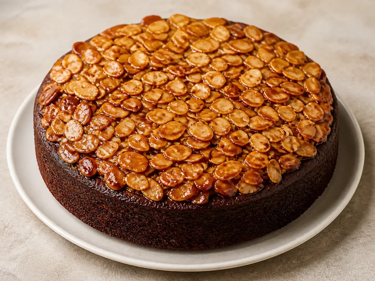 Bolo de Chocolate com Amêndoas Caramelizadas