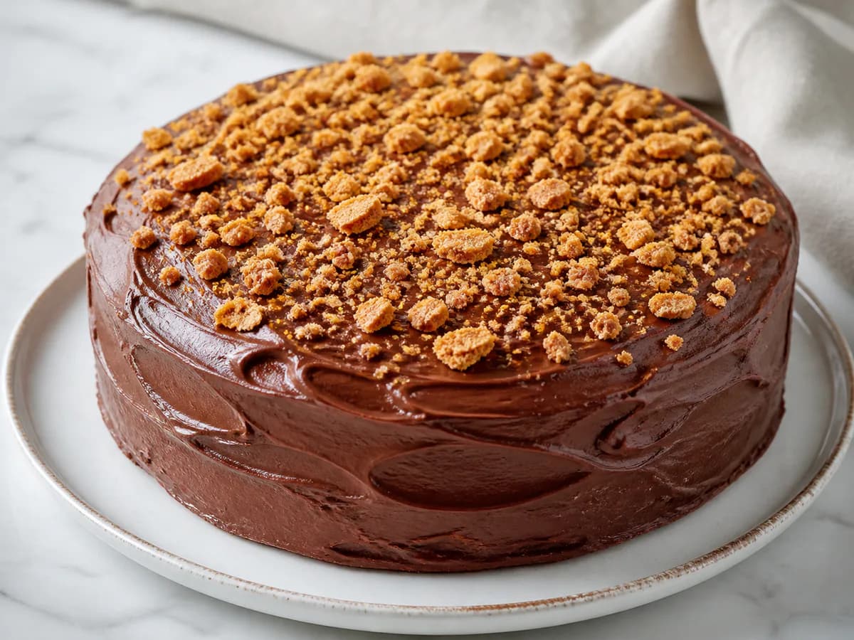 Bolo de Chocolate com Cobertura de Chocolate e Flocos de Mel