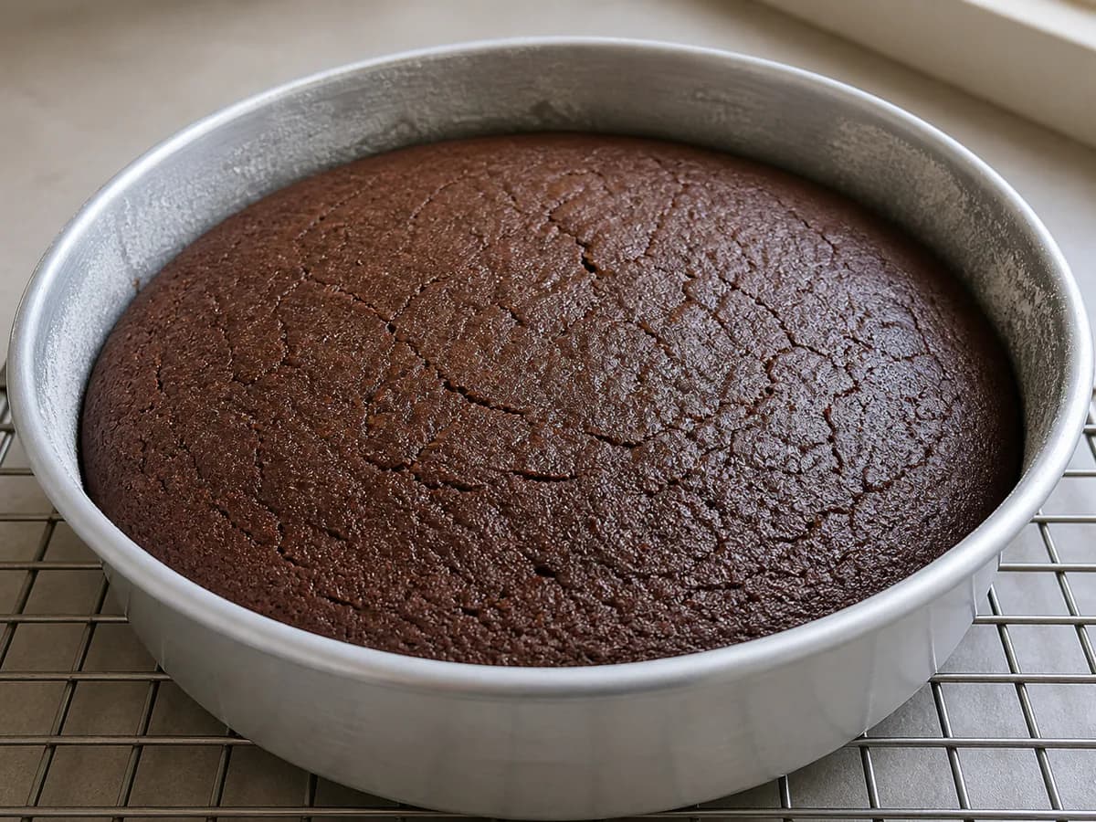 Preparação de Bolo de Chocolate Crocante durante a confeção