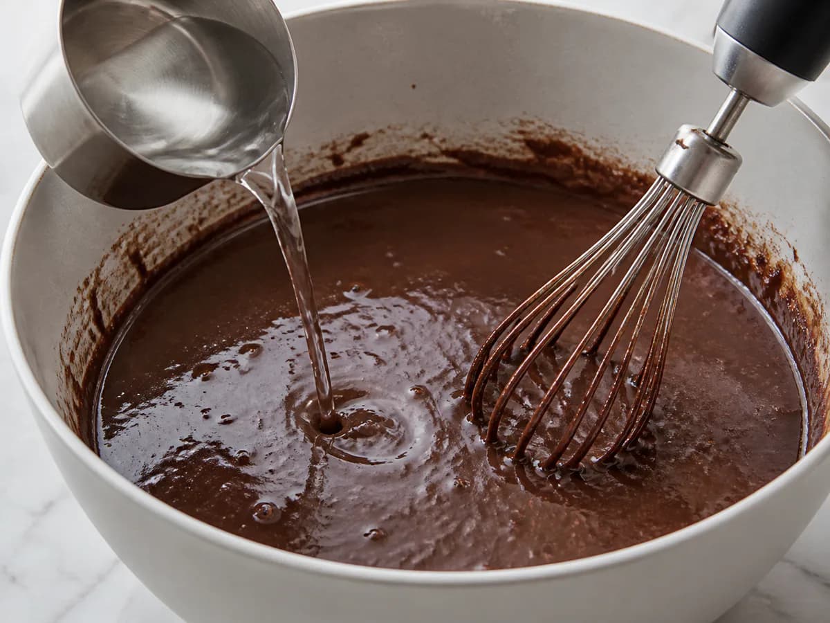 Preparação de Bolo de Chocolate Medido em Gramas durante a confeção