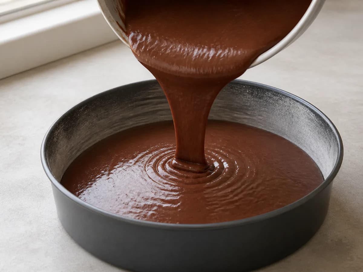 Preparação de Bolo de Chocolate e Café durante a confeção