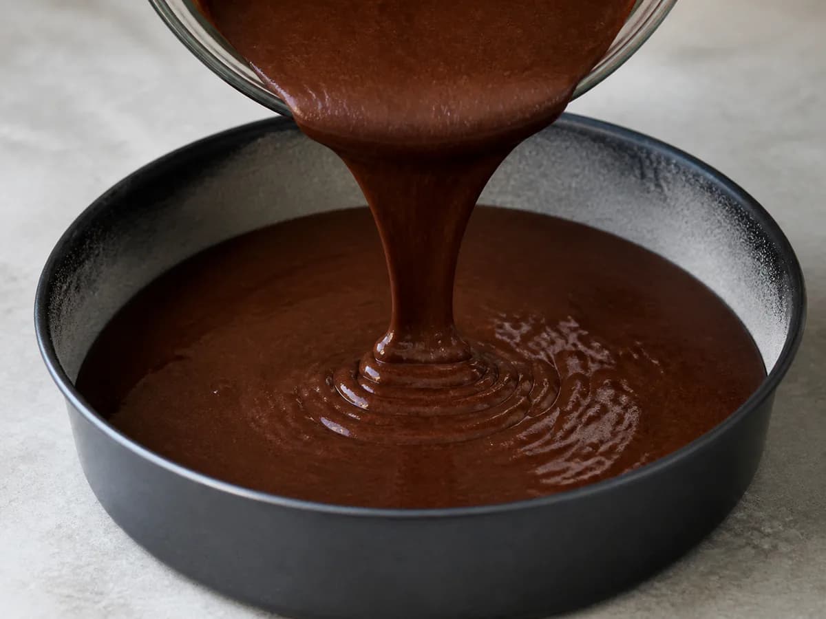 Preparação de Bolo de Chocolate Especial durante a confeção