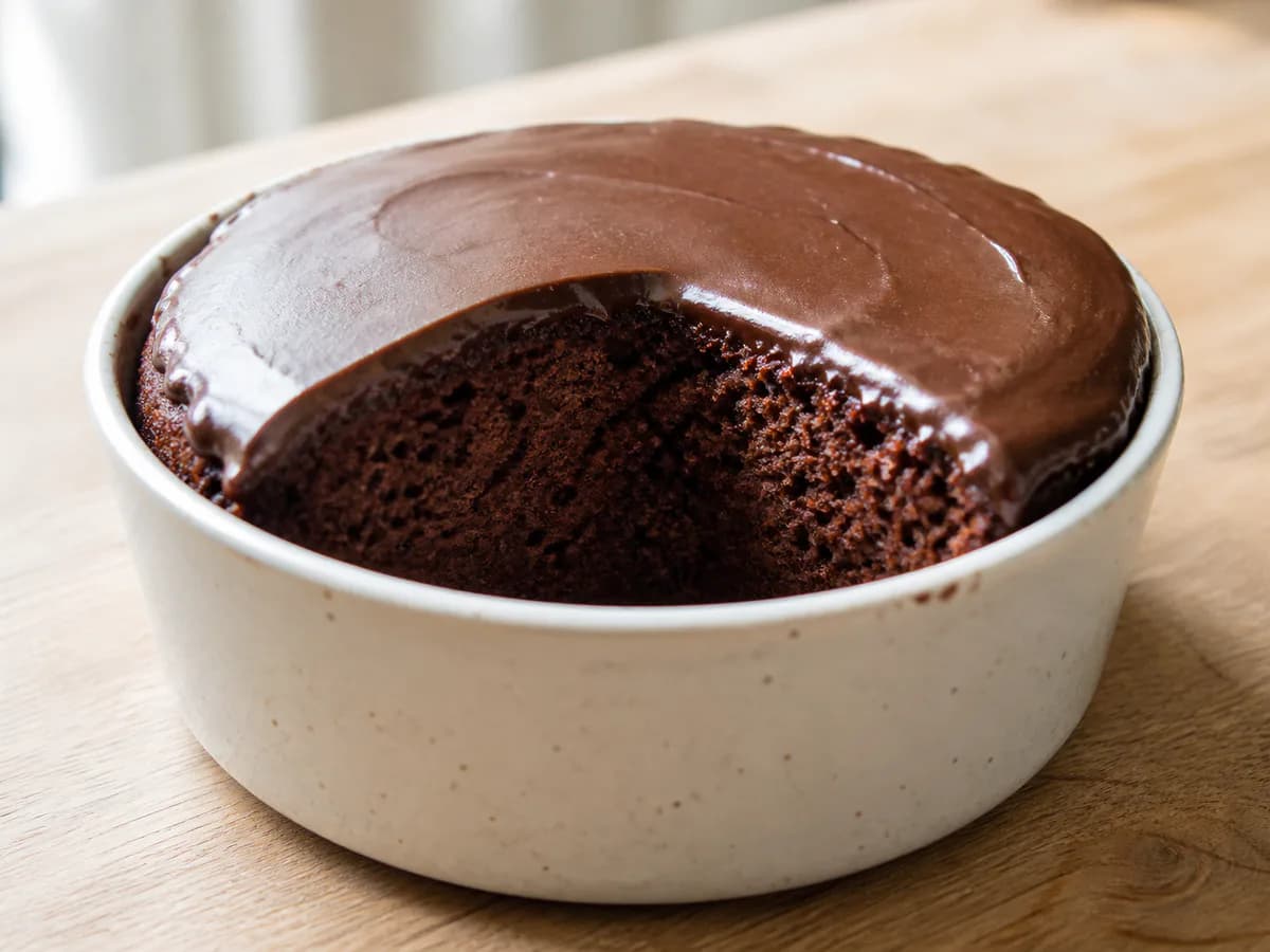 Bolo de Chocolate no Micro-ondas com Cobertura Rápida