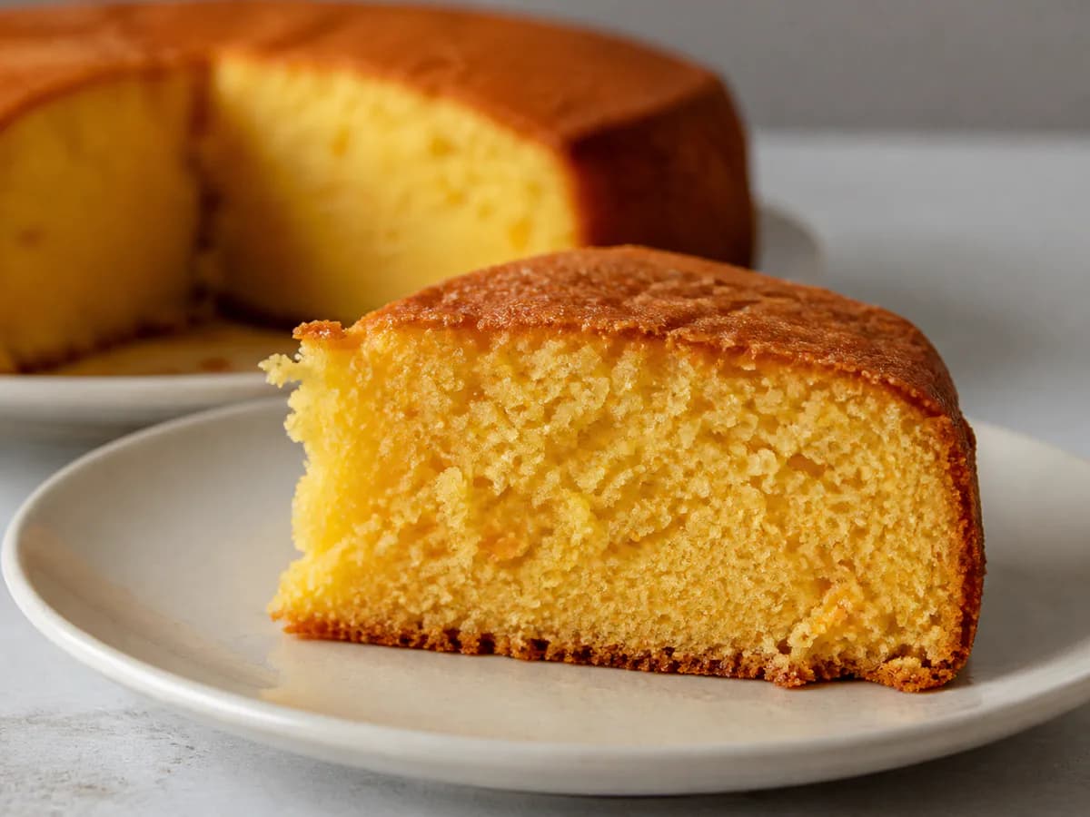 Pormenor de uma porção de Bolo de Clementina